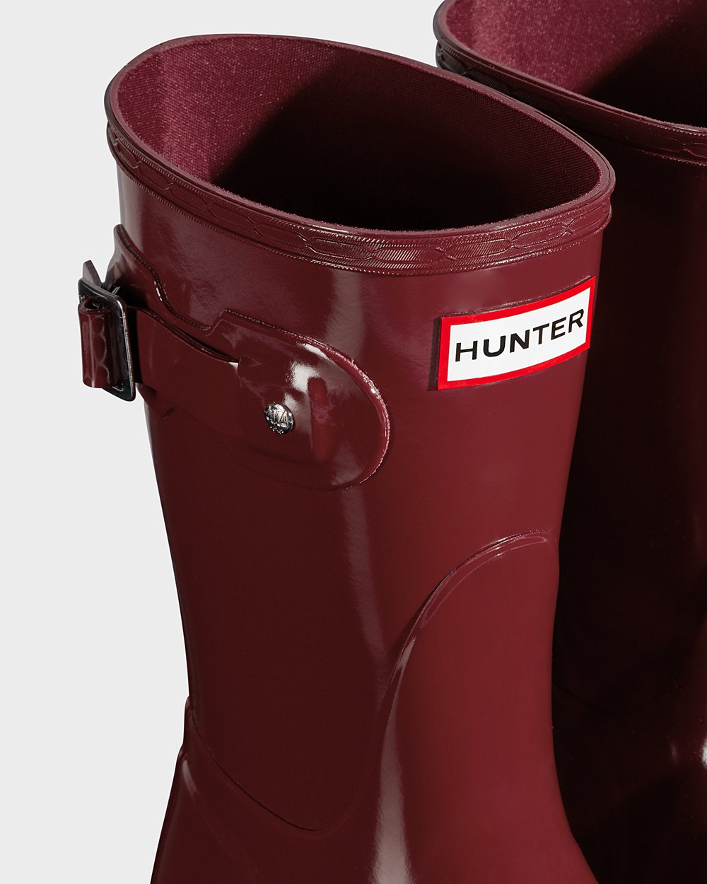 Botas De Cortas Hunter Mujer Original Gloss - Gris Rojas - Argentina 5970CNAHF